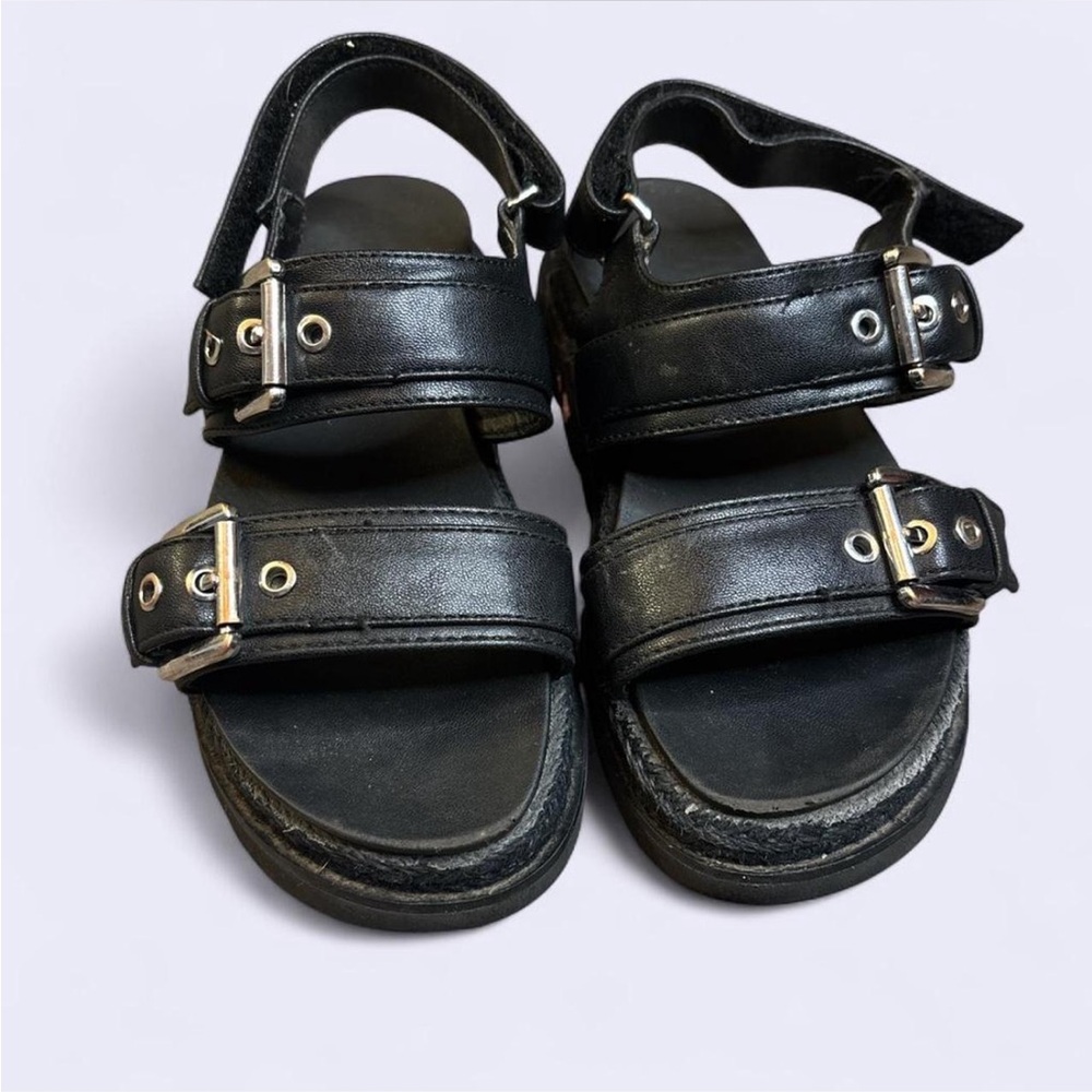 Steve Madden Girls 'JMason' Black Platform Espadrille Sandals Size 1M (Youth)